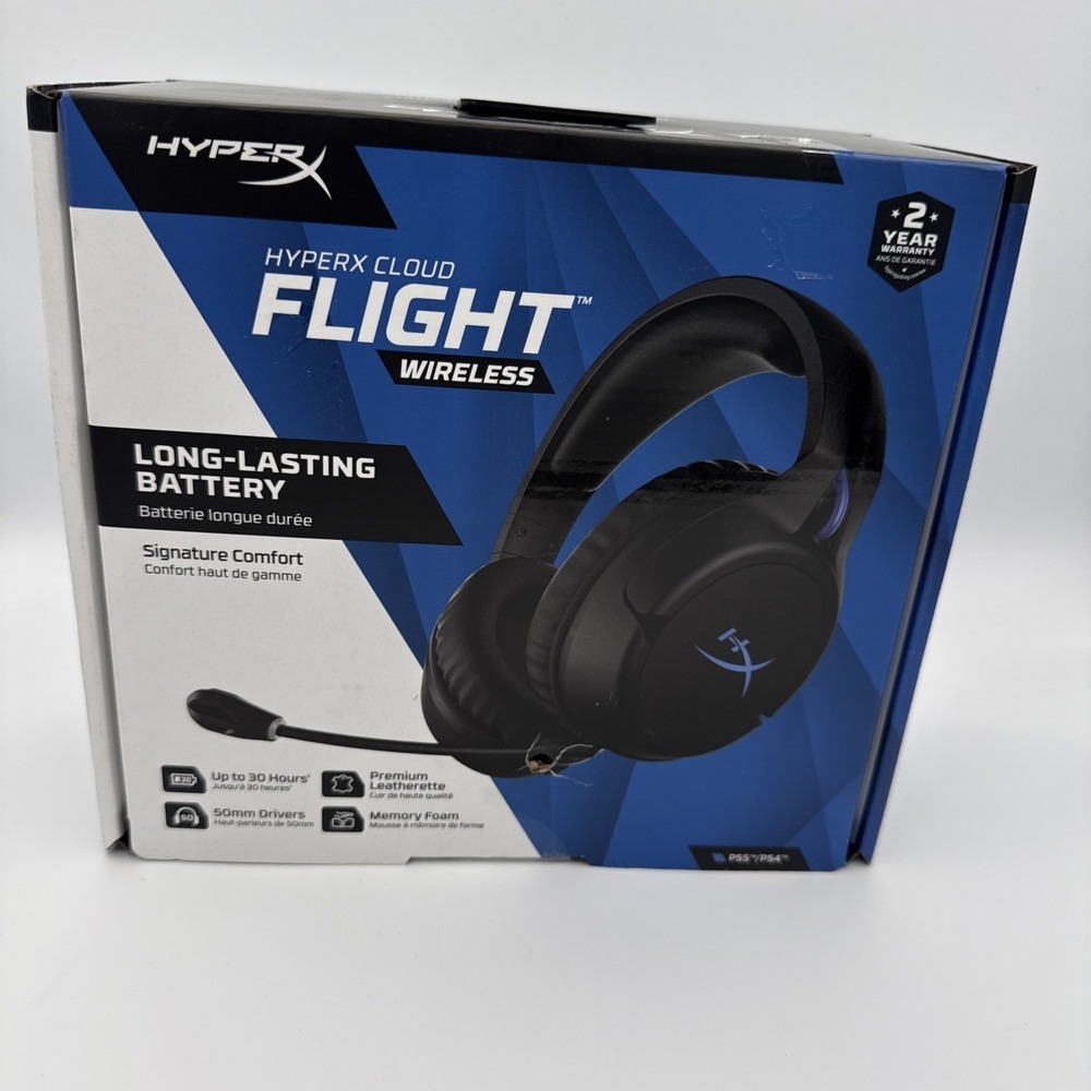 HyperX Cloud Flight Wireless Headphones Headset Black/Blue PS5 PS4 Gaming SEALED
